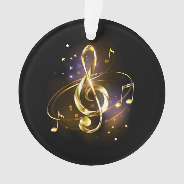 Ornamento Clave de Sol Musical de Ouro (Frente)