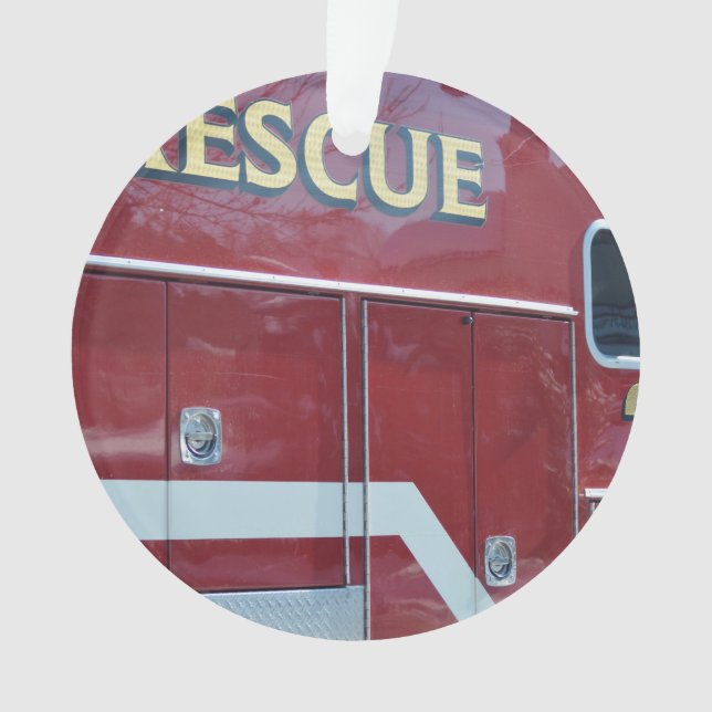 Ornamento Close up vermelho da ambulância (Frente)