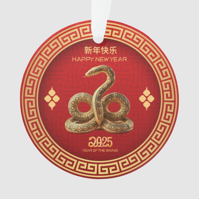 Ornamento Cobra Acrílico do Ano Novo Chinês 2025 (Frente)