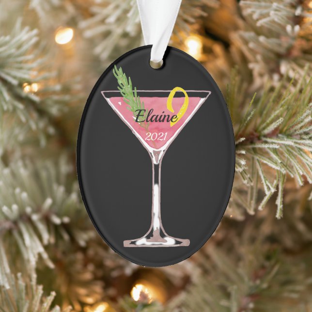 Ornamento Cocktail Cosmopolita de Natal Personalizado Ornam (Árvore)