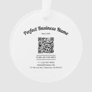 Ornamento Código QR - Preto e Branco Simples Clara
