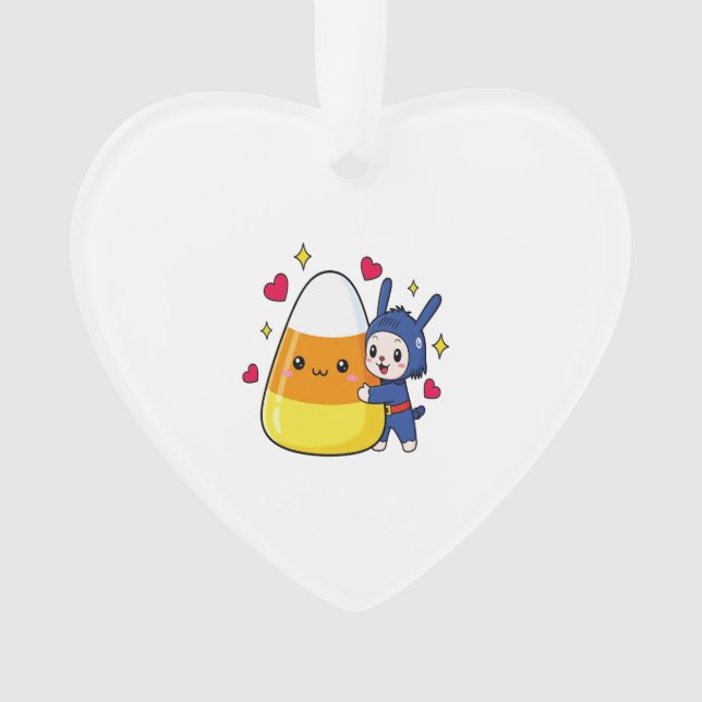 Ornamento Coelhinho Bonito Abraçando Milho Docinho (Frente)