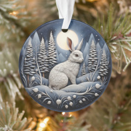 Ornamento Coelho Branco Cujo Natal 3D