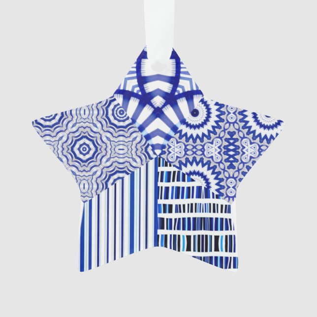ORNAMENTO COLAGEM DE ESTRELA AZUL (Frente)