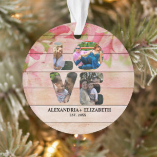 Ornamento Colagem personalizada de fotos de amor moderno 4 p