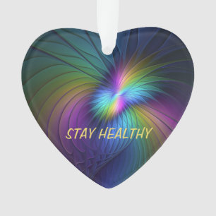 Ornamento Colorido Com Arte Fractal Abstrato Azul Moderno