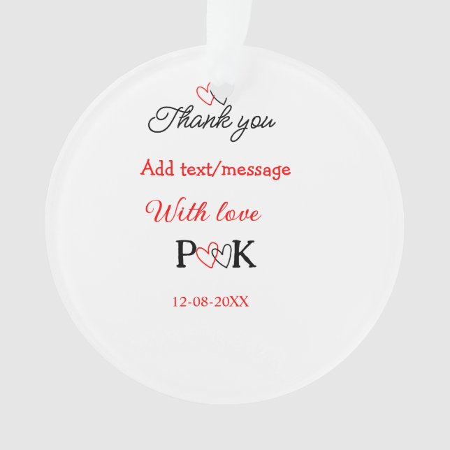 Ornamento Com amor adicione o nome do casal letra obrigado a (Frente)