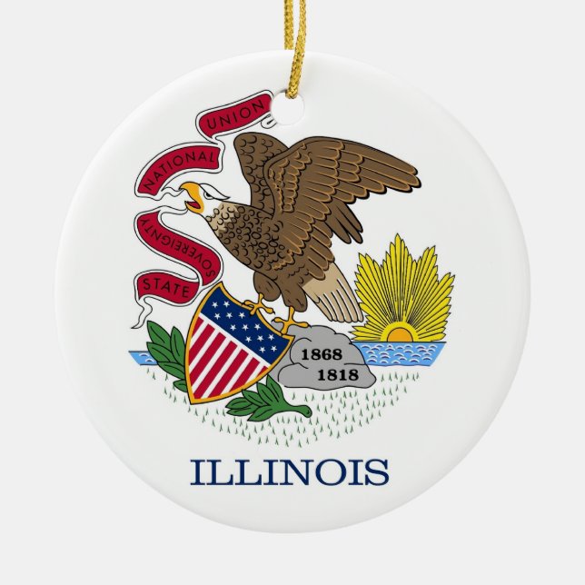 Ornamento com bandeira de Illinois (Frente)