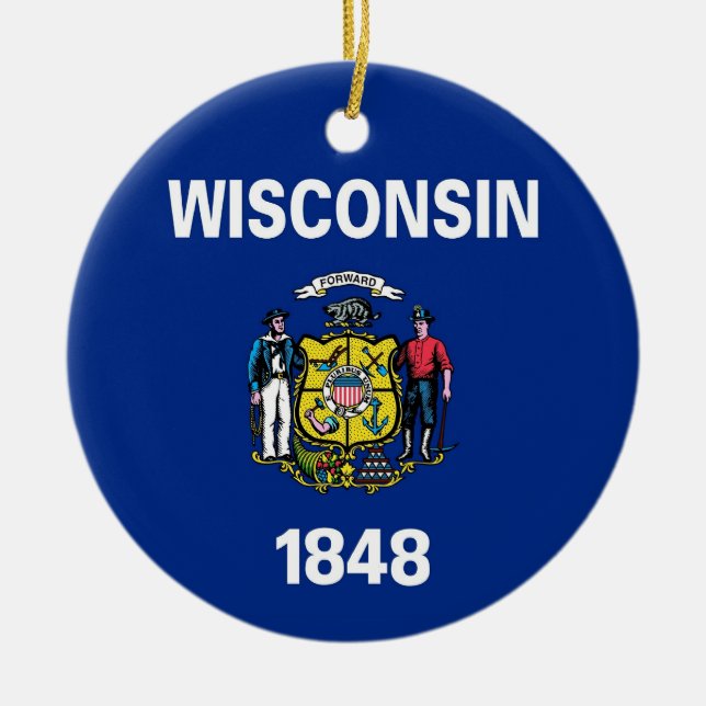 Ornamento com bandeira de Wisconsin (Frente)