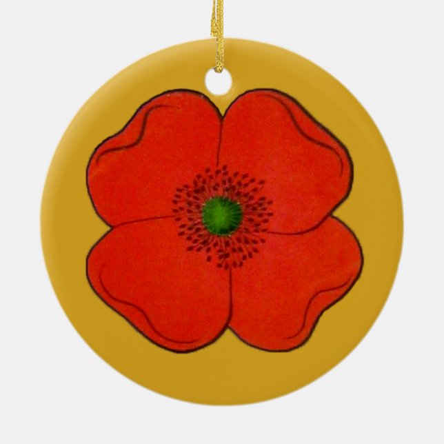 Ornamento com flor de papoila vermelha (Traseira)