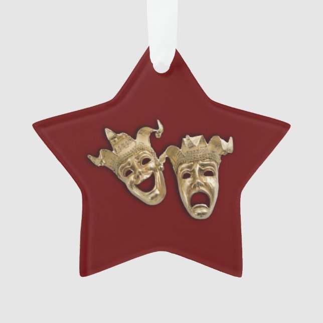 Ornamento Comédia e Teatro Tragédia Máscara Maroon (Frente)
