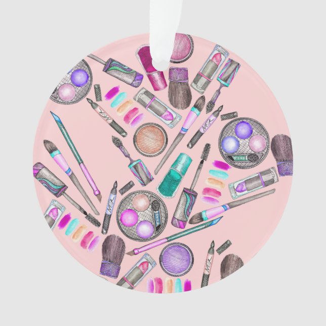 Ornamento Composição pintado mão da aguarela da menina (Frente)