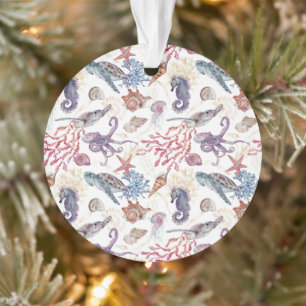 Ornamento Composição por Aquarela Submarina Série Design 1