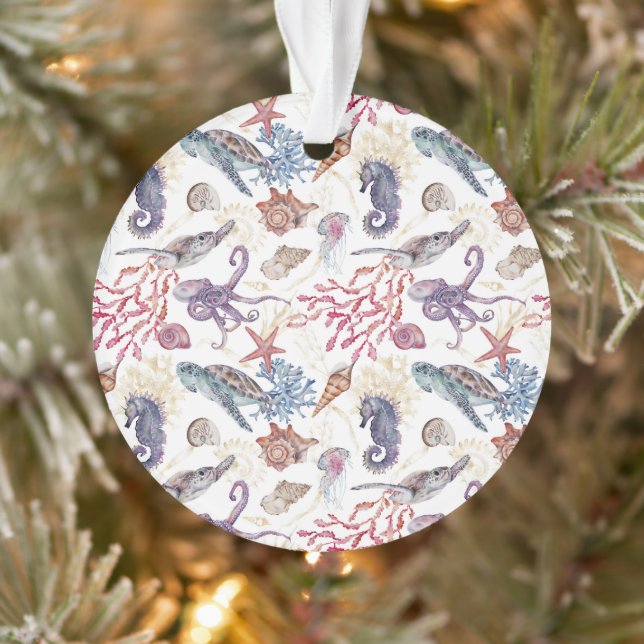 Ornamento Composição por Aquarela Submarina Série Design 1 (Árvore)