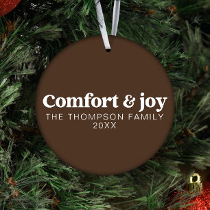 Ornamento Conforto e alegria Moderno Natal Castanho Minimali