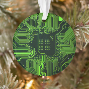 Ornamento Conselho de Circuito Eletrônico Verde de Nerd Extr