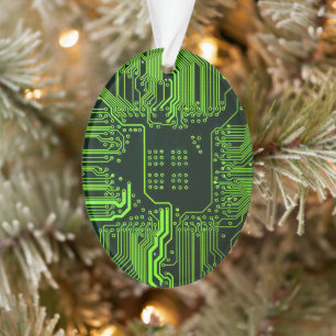Ornamento Conselho de Circuito Eletrônico Verde de Nerd Extr