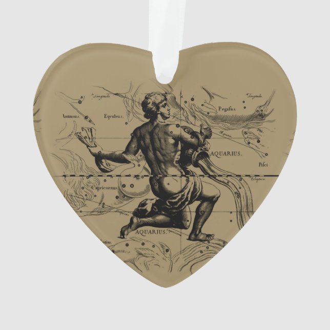 Ornamento Constelação Aquarius Hevelius 1690 Engrenando (Verso)