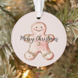 Ornamento Cookie e árvore de pão-de-gengérmen rosa Dourado