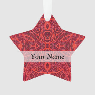 Ornamento Cor damasco tribal vermelha