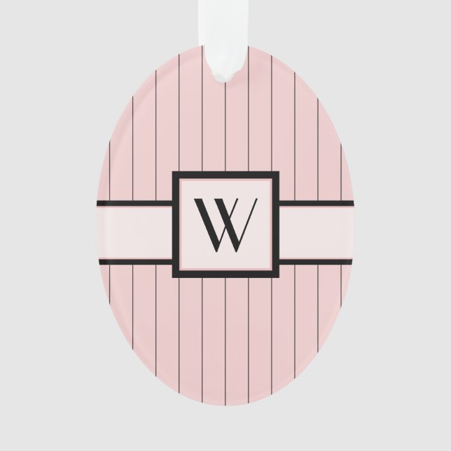 Ornamento Cor-de-rosa com pinstripes acrílicas pretas (Frente)
