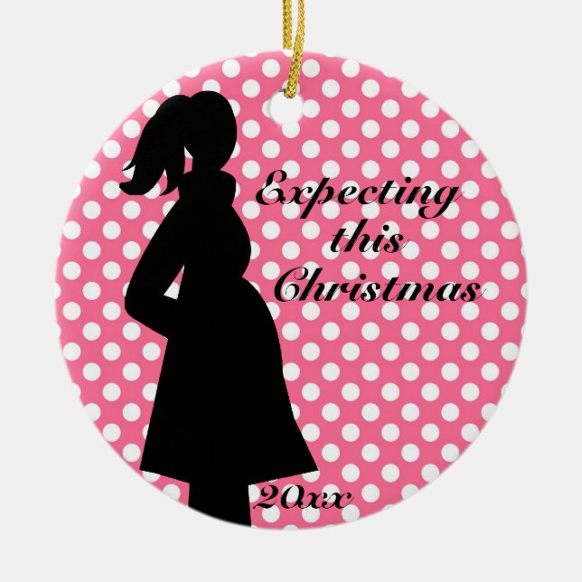 Ornamento cor-de-rosa da gravidez das bolinhas (Frente)