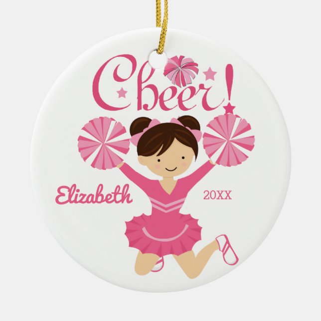 Ornamento cor-de-rosa do cheerleader do cabelo (Frente)