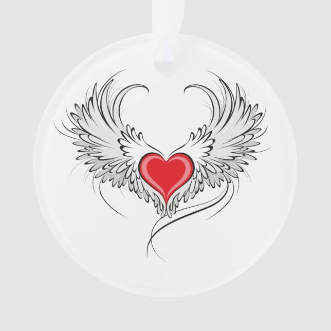 Ornamento Coração Anjo Vermelho com asas (Frente)