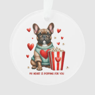 Ornamento Coração de Dia dos Namorados de Bulldog Francês Fo