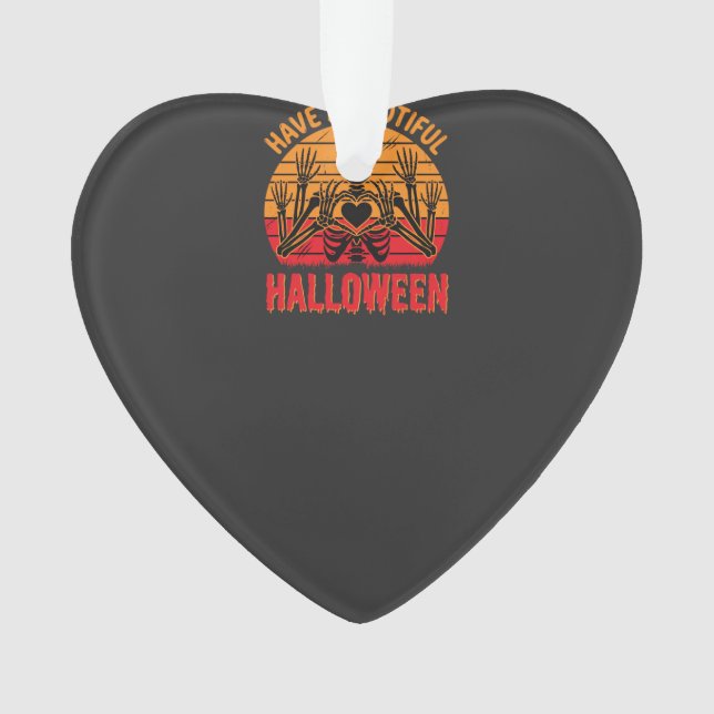 Ornamento Coração de Esqueleto de Halloween Bootiful Retro P (Frente)