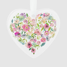 Ornamento Coração Floral NOTA DE AMOR PERSONALIZADA Lembranç
