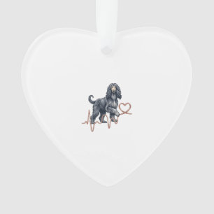 Ornamento Coração Linha Batimento Cardíaco do Cão Afghan Hou