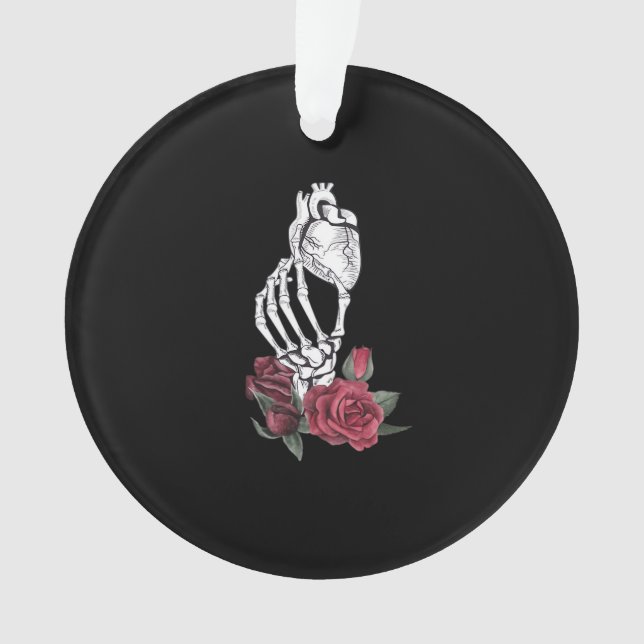 Ornamento Coração O Esqueleto Clássico da Mão (Frente)