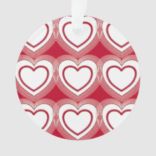 Ornamento Corações abstratos modernos - vermelho e branco