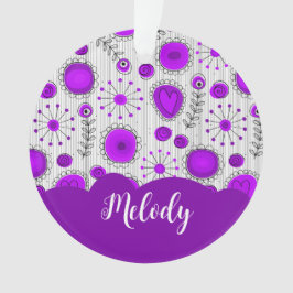 Ornamento Corações brancos, roxos, brancos, flores nome flor
