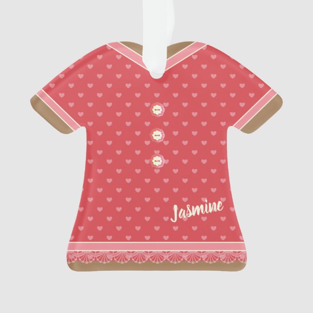 Ornamento Corações Rosa - Traje de vestir padrão personaliza (Frente)