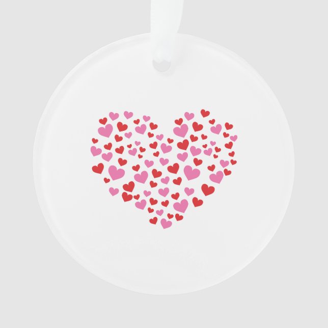 Ornamento Corações Vermelho E Rosa (Frente)
