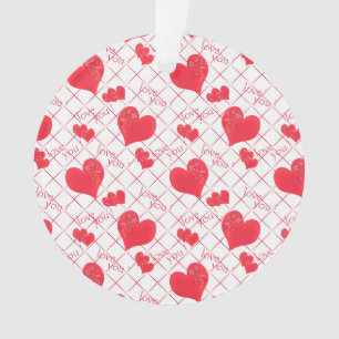 Ornamento Corações vermelhos, texto, "ama-te", vermelho e br