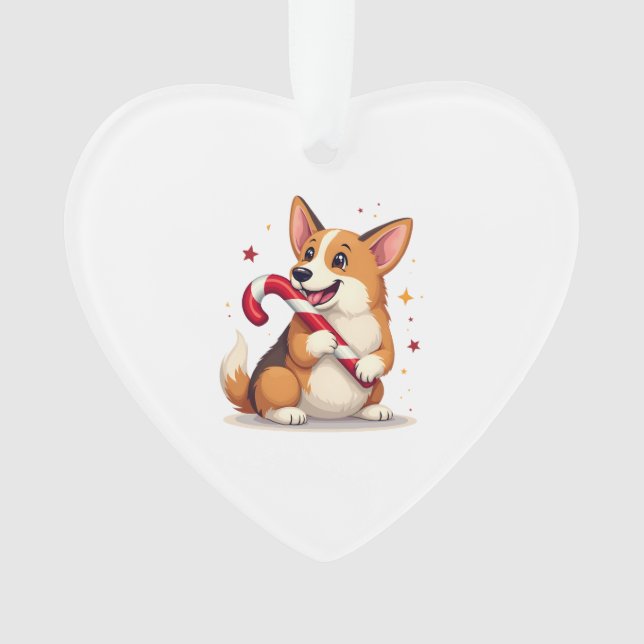 Ornamento Corgi Candy Cane Joy (Frente)