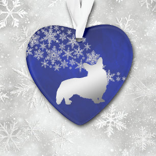 Ornamento Corgi - Floco de neve azul