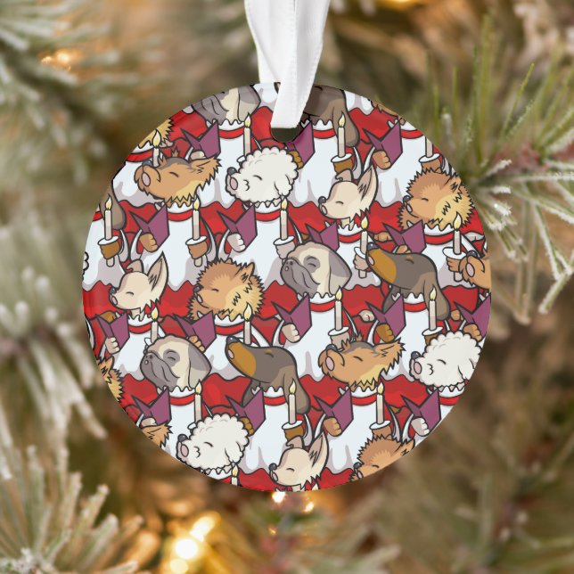 Ornamento Coro de Cães Engraçados Cantores de Natal Cartoon (Árvore)