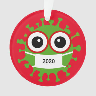 Ornamento Coronavírus Acrílico 2020 Mascarado Verde