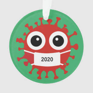 Ornamento Coronavírus Acrílico Mascarado