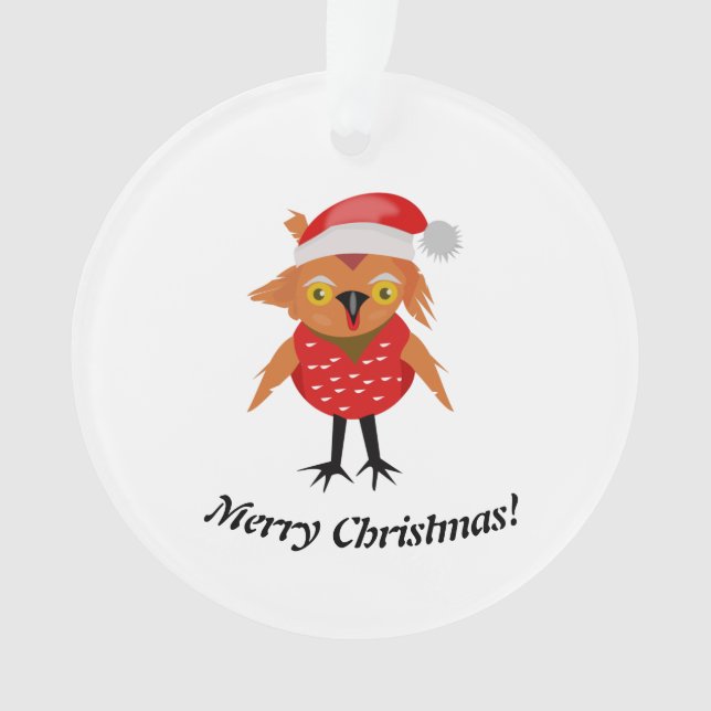 Ornamento Coruja de Natal Bonita (Frente)