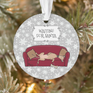 Ornamento Couch Greyhound (filhote) Cão esperando por Papai