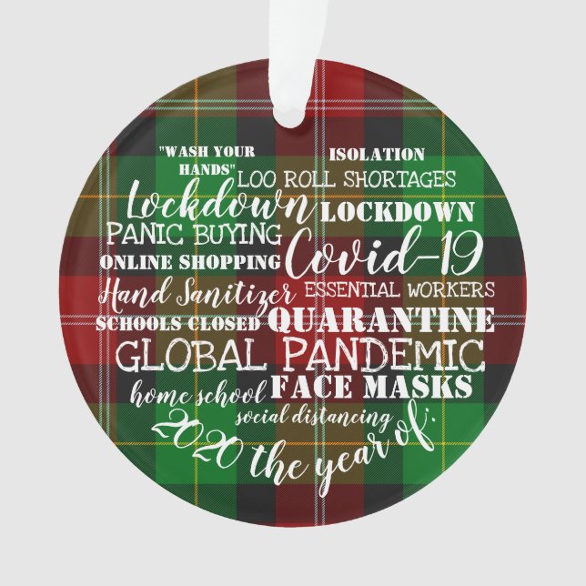 Ornamento covid19 2020 ano do isolamento das máscaras faciai (Frente)