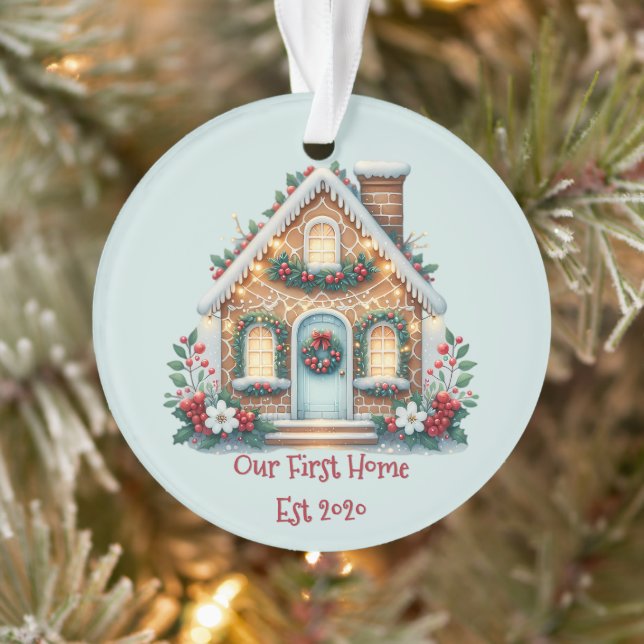 Ornamento Cozy Gingerbread House Holiday Illustration (Árvore)