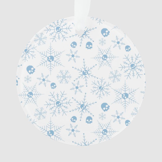 Ornamento Crânio assustador Creepmas Flocos de Natal brancos (Frente)