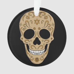 Ornamento Cranio de Açúcar Floral Dia de los Muertos