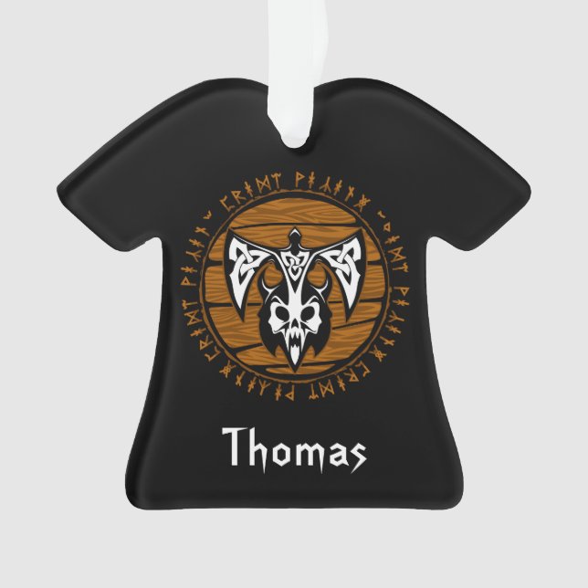 Ornamento Crânio de Ax do Guerreiro Personalizado (Frente)